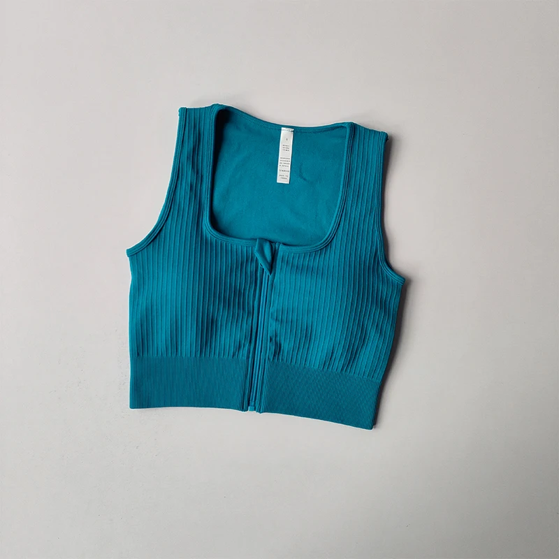 thumbnail image 1 of Ropa interior deportiva con cremallera delante del sujetador de estilo para correr de alta intensidad, chaleco de Yoga transpirable de secado rápido a prueba de golpes, 1 of 6