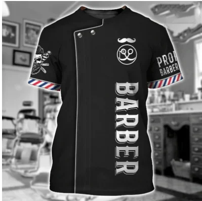 New Barber shop Men's T-shirts hairdressing Women's Clothing vintage hairdresser uniforms tees work Custom products supplies