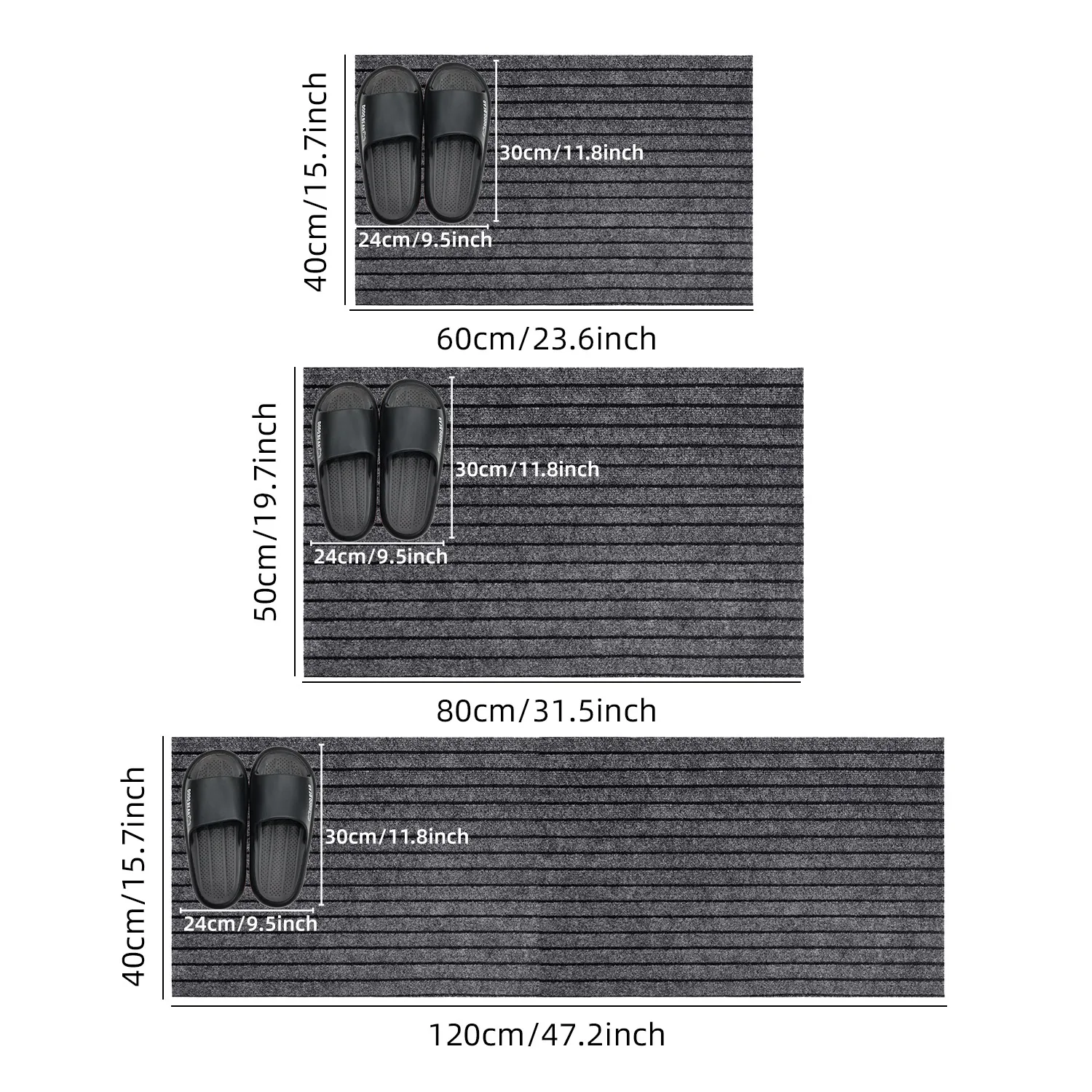 Sleek Minimalist Floor Mat - Durable, Stain/Fade Resistant, Non-Slip, Machine Washable
