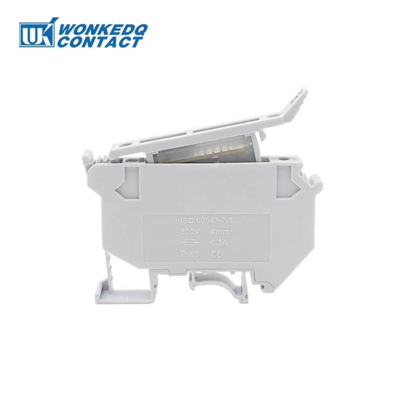 Skiitches UK5- UK5RD Sans LED Rail DIN Fusible Bornier D¨¦connexion Bornier Vis Clip (Paquet De 10 Pi¨¨ces, Gris