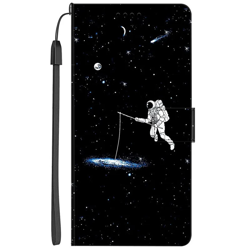 Elegant Leather Flip Wallet Cover - Premium Phone Case with Cat Design