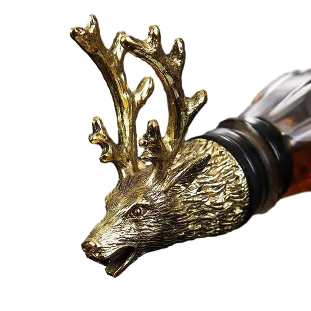 

Deer Head Wine Bottle Pourer Stopper Bottle Wine Saver Kitchen Bar Decoration Gift For Festive Banquet Tabletop Ornament11.5x3cm