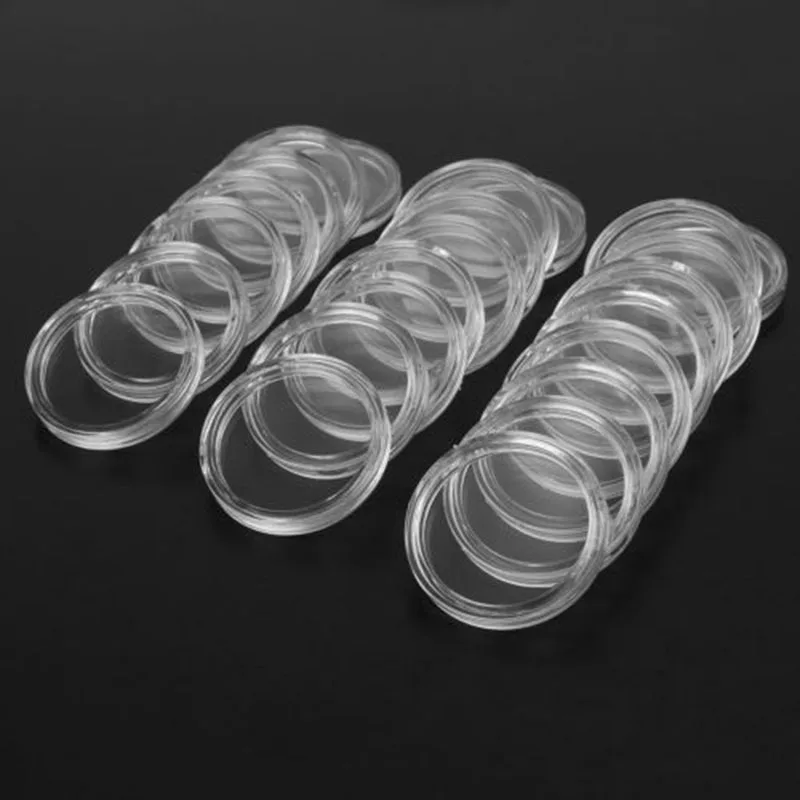 100Pcs Coin Holder Capsules Storage Clear Round Display Cases Coin Protection Container 21mm Plastic For Collectors Decor