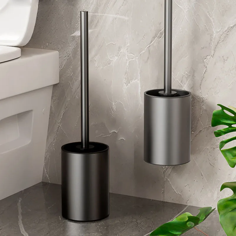 Bathroom Toilet Brush Holder Cleaning Tools Space Aluminum Wall Mounted No Drill Vertical Toilet Brush Bathroom Accessories toilet brush holder