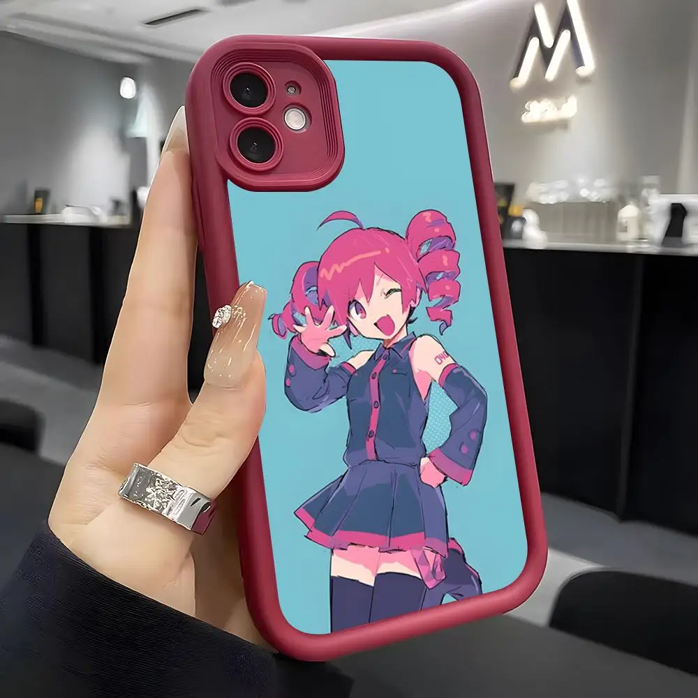 Wine Red Soft Silicone Phone Case Featuring K-Kasane Teto Design