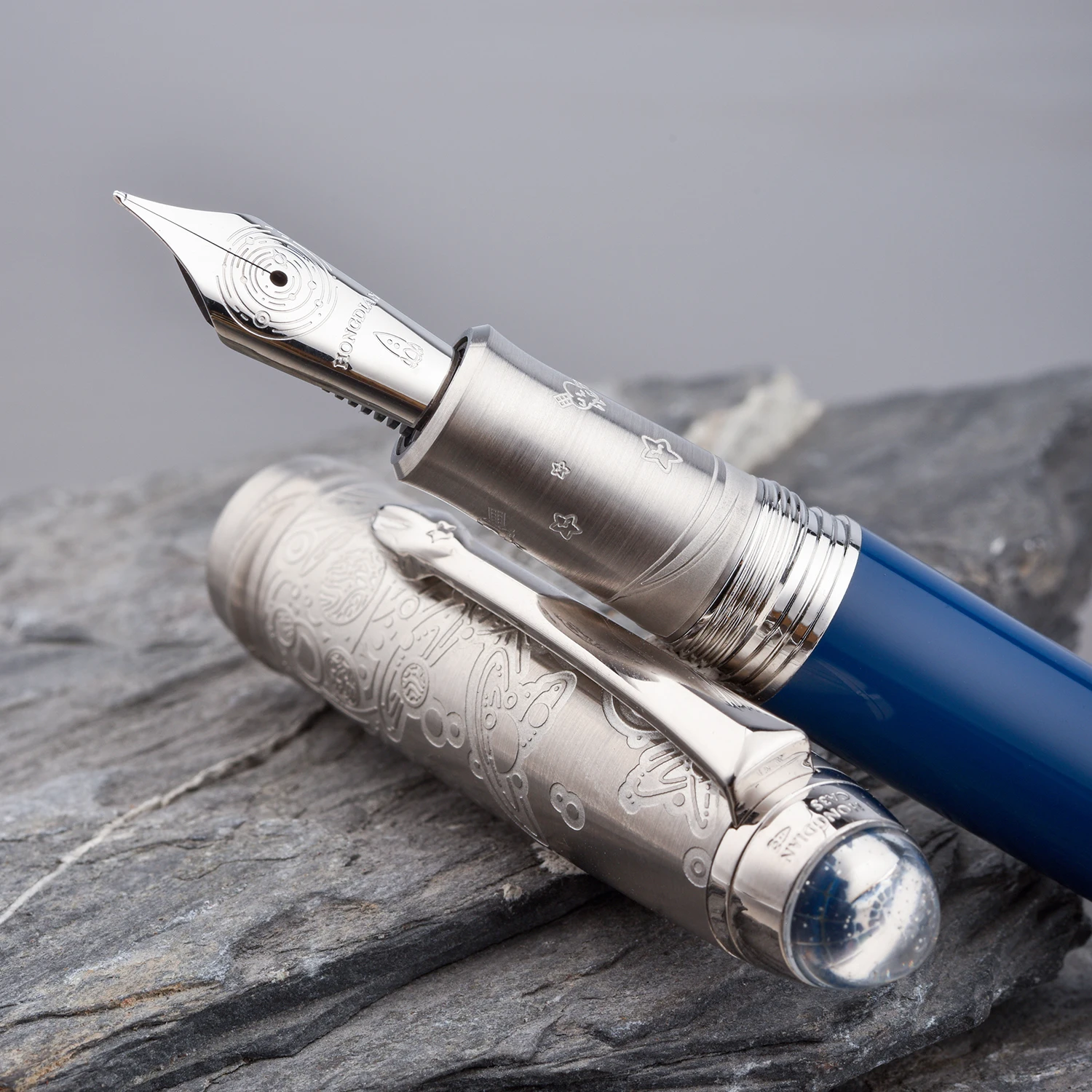 قلم حبر Hongdian CA351 EF/ F مع محول، أزرق/أحمر/أب...