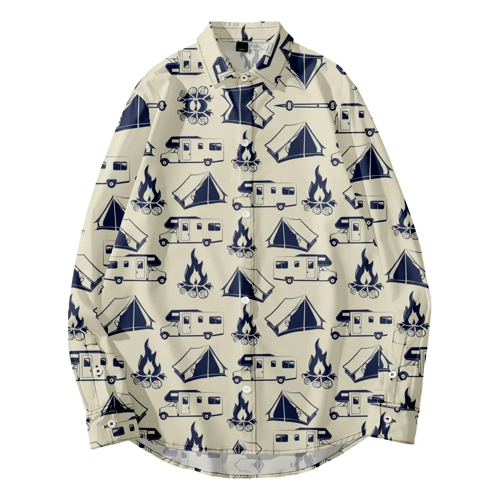 

2022 new original risk-free 3D printing breathable large men's long sleeve shirt men's long sleeve top camp