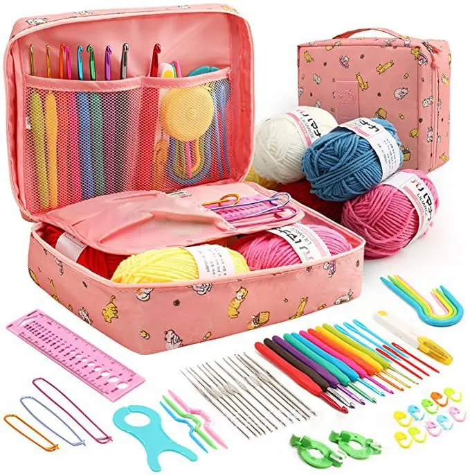 

Knitting Starter Kit with Storage Bag, Crochet Hook Set, Weaving Knitting Needles, DIY Arts Craft, Sewing Tools, Accessories