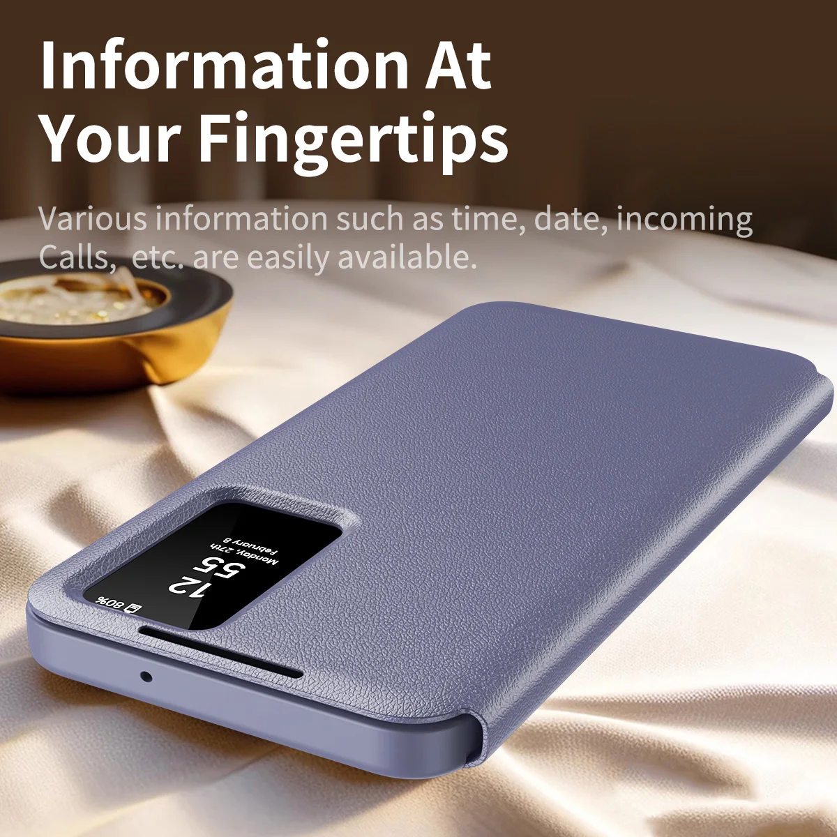Original Premium Leder Brieftasche Kartenfach Flip-Hülle für Samsung A57 A37 A17 A56 mit Aufwach-/Schlaf-Funktion und Smart Display Klarsichtfenster – Detail 2
