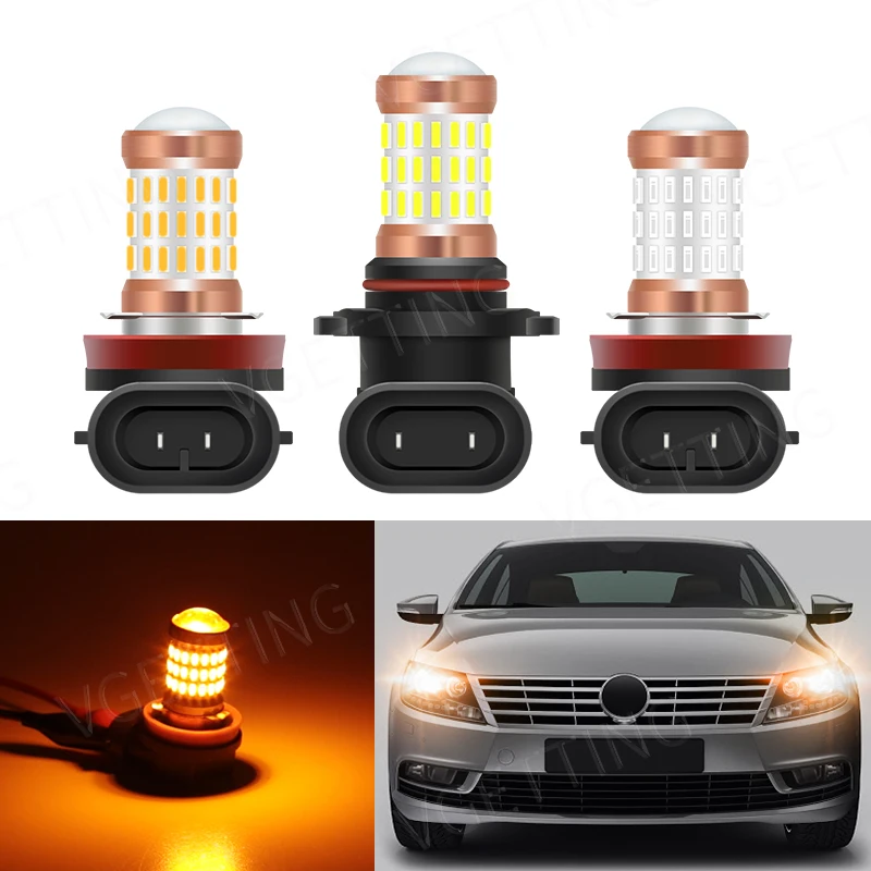 차량용 LED 안개등 방수 안개등 전구, H11, 9006, 12V, 4W, 흰색, 노란색, 빨간색, 범용 자동차 액세서리, 2 개