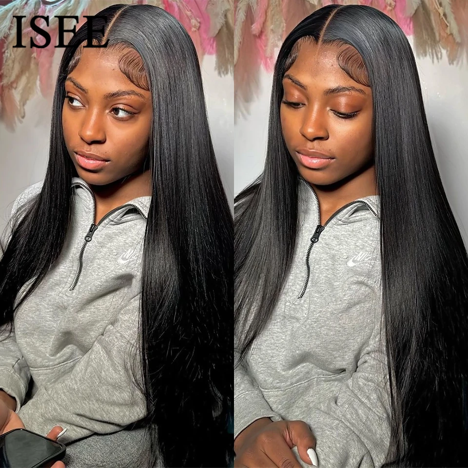 Lace Frontal Human Hair Wigs PreBleached Knots Preplucked Straight Lace Front Wigs For Women Brazilian Wigs On Sale ISEE Hair - 6
