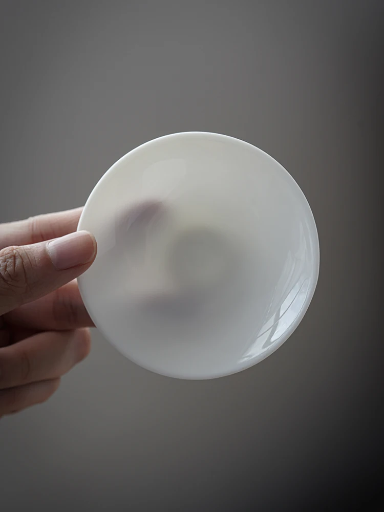 Lacquerware Gold-Decorated White Porcelain Tea Cup Lid Yuxi Jade Tee-Axis Design Cerc Tea Set Lid Matched Single Lid