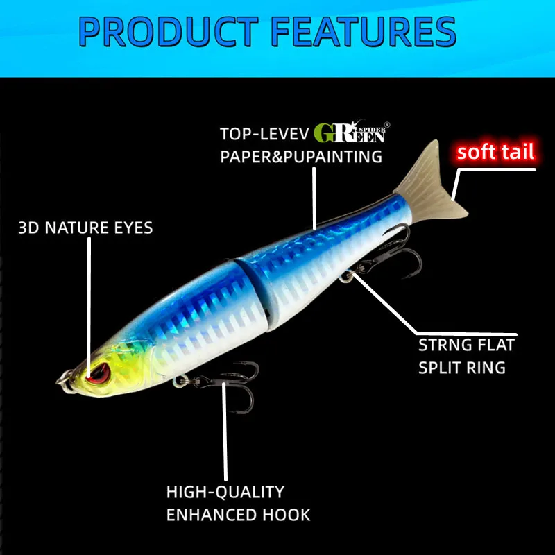 Bassdash SwimShad Glide Baits Jointed Swimbait Bass Pike Salmon Trout  Muskie Fishing Lure 