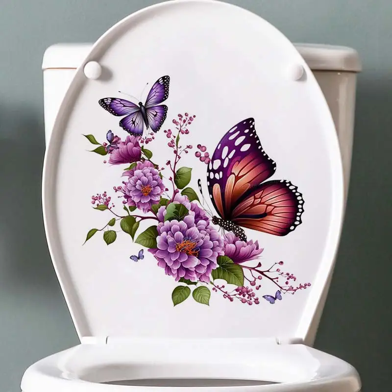 Purple Butterflies and Flowers Wall Sticker Removable Home Decoration Decals for Bedroom Kitchen Living Decals S317 kitchen wall sticker self adhesive stickers wall stickers