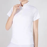 MXLLINA Short Sleeve Equestrian Shirt Women Zipper Horse Riding T-Shirt Sport Breathable T-Shirt Female Equestrian Tops 1