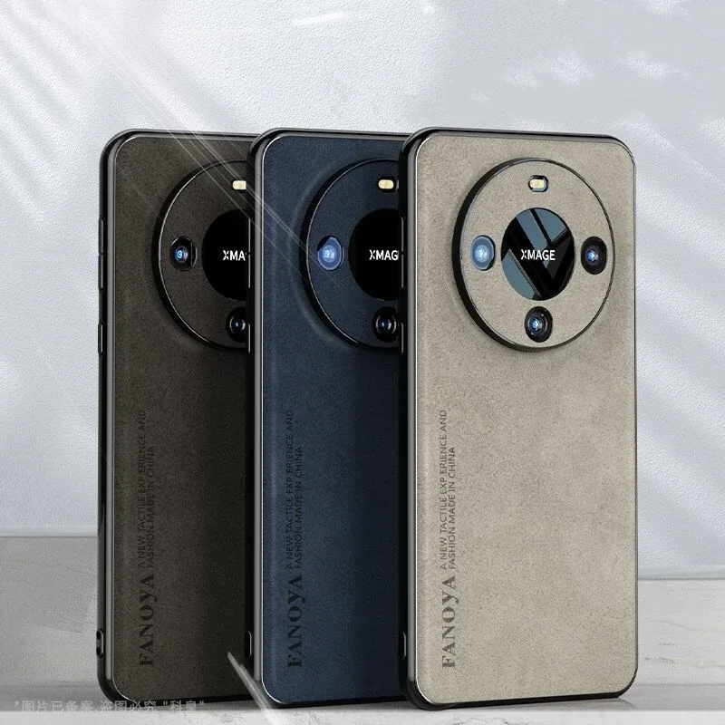 Luxury Leather Metal Magnetic Car Holder Shockproof Protective Case