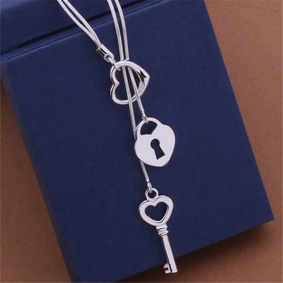 

Promotional High925quality Silver Color Jewelry Exquisite Fashion Women Classic Necklace Key Charms Women Lady Wedding Gift