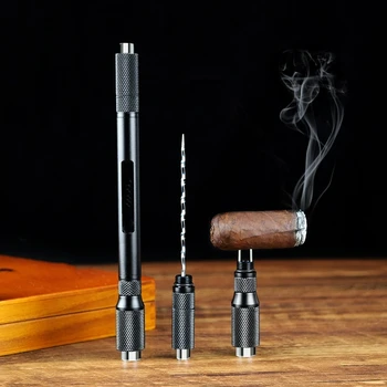 Portable Cigar Punch Cutter Sharp Cigar Pass Needles Dredge Drilled Cigar Draw Enhancer Tool Smoker Smoking Accessories CT-073