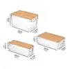 Clear Plastic Office Supplies Storage Container Stackable Desk Organizer with Bamboo Lid for Bathroom Cabinet Desk Organization 5