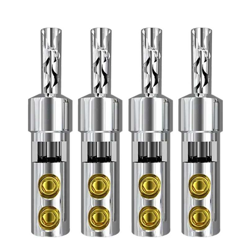 2Pcs HiFi 오디오 어댑터 빨간색 구리 바나나 플러그 앰프 혼 케이블 나사/용접 스피커 와이어 커넥터