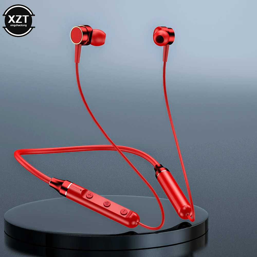 행어블 넥 블루투스 호환 5.1 스테레오 무선 헤드폰, IPX5 인이어 마그네틱 스포츠 헤드셋 (소음 제거 마이크 포함)