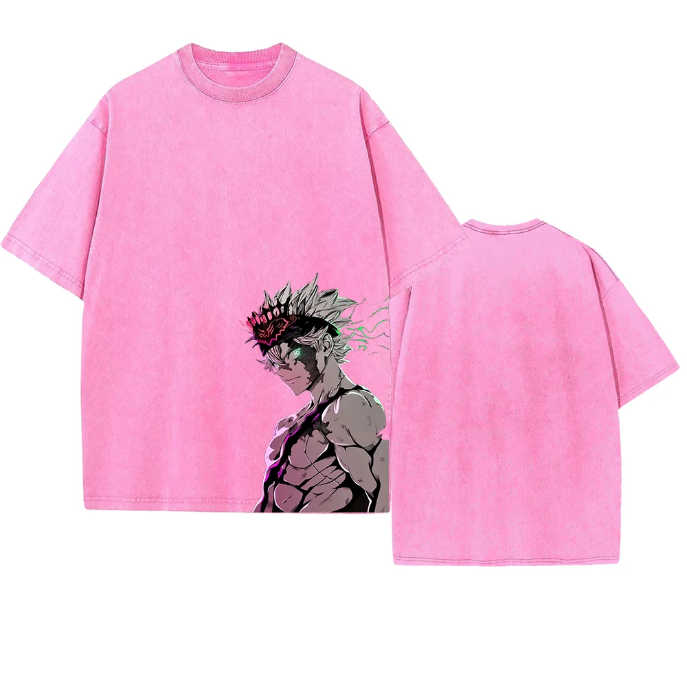 مانغا بلاك كلوفر أستا جرافيك تي شيرت خمر غسلها الم...