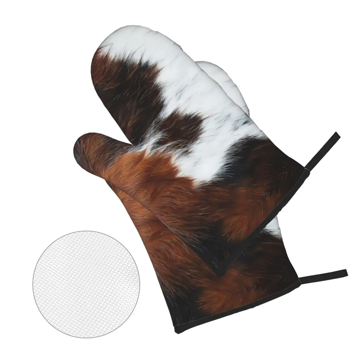 Scottish Highland Cow Cowhide Texture Oven Mitts and Pot Holders 4pcs Sets Kitchen Gloves Potholders for Cooking Baking Grilling