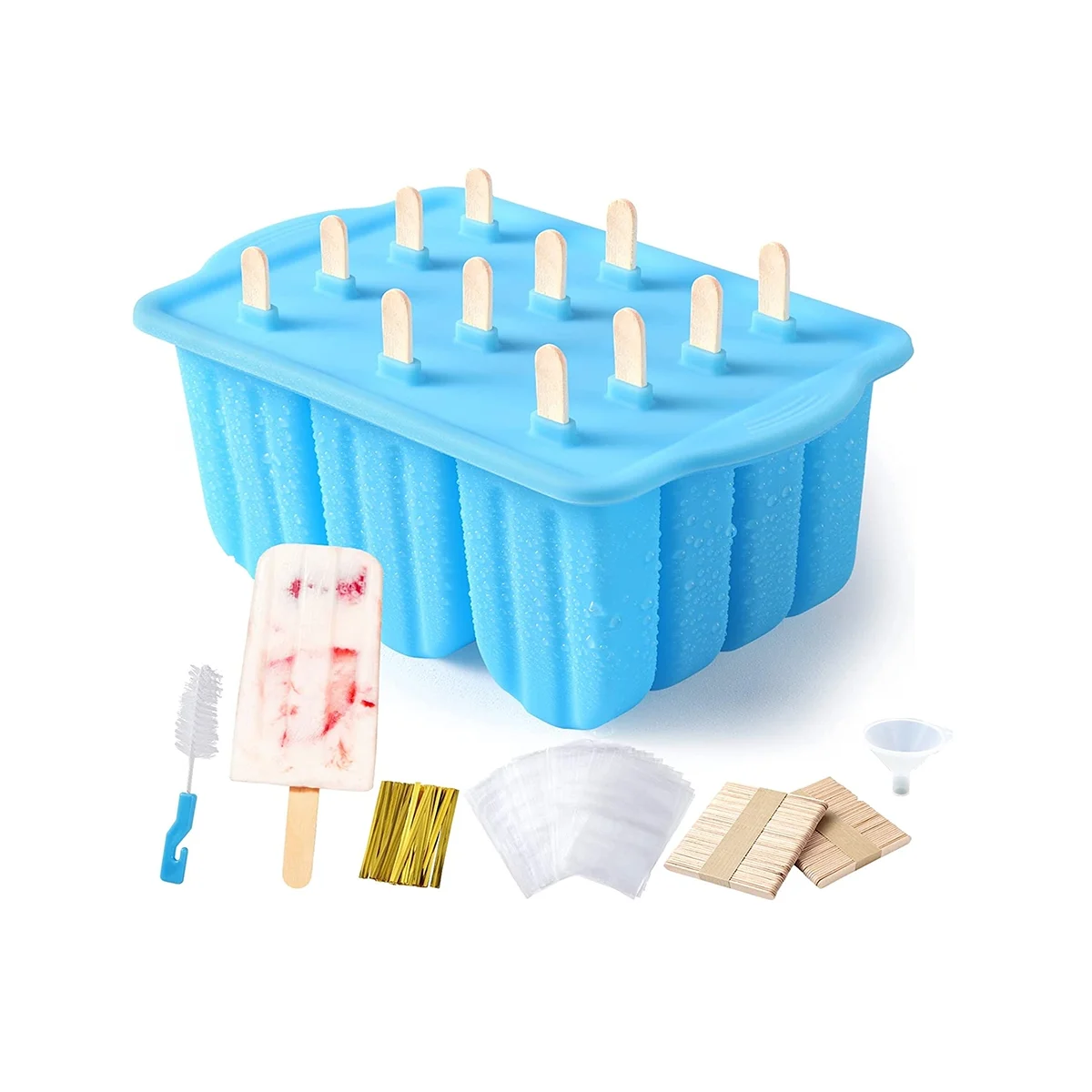 

Popsicle Molds Silicone -Free, 12 Pieces Popsicle Trays for Freezer, Homemade Ice Cream Popsicle Molds