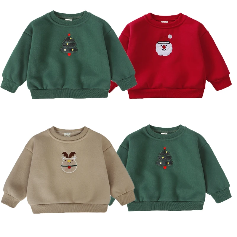 Christmas Baby Tops Baby Boy Girl Embroidery Christmas Clothing Thick Kids Sweatshirt Clothes Girl Pullover girl sweatshirt kids sweatshirt baby girl clothes baby kids costume