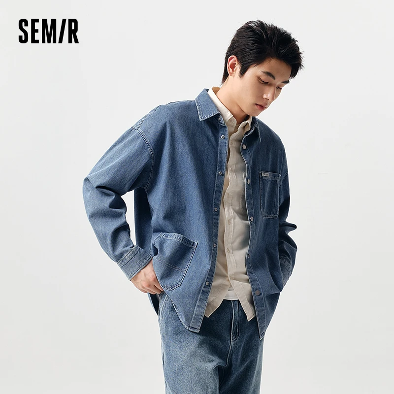 Semir Long-Sleeved Shirt Men Spring Pure Cotton Retro Style Denim Work Top