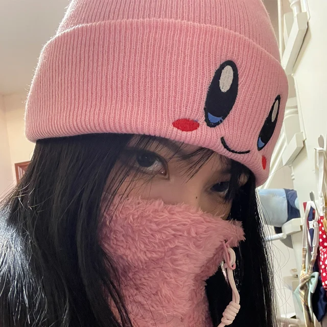 Anime Cartoon Cute beanie Hat Cosplay Warm Knitted Hat Eye Embroidery Elasticity Beanie Winter Girl Women Skull Cap 2021 1