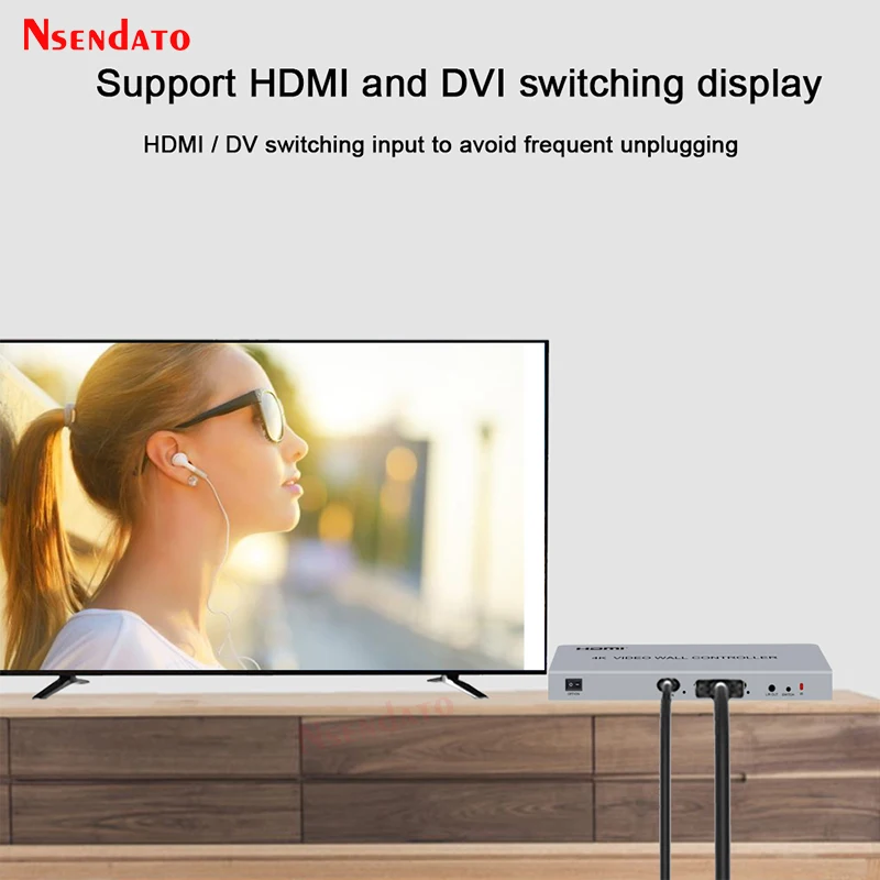 4k 2x2 Video Wall Controller Processor 1x2 1x3 1x4 2x1 3x1 4x1 HDMI DVI video wall controller TV Video Stitching Wall Processor