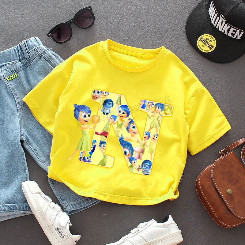 thumbnail image 1 of Camiseta con letras "Inside Out" para niños, playera con combinación de nombre, ropa informal Kawaii para niños, Tops Harajuku para niñas, regalo, 1 of 5