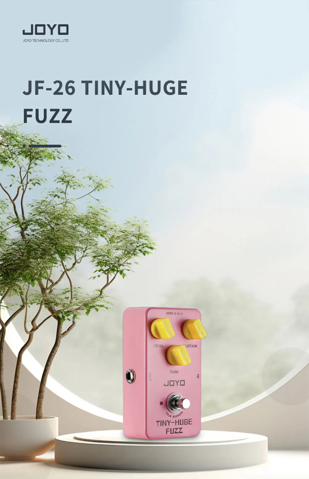 JF-26 TINY HUGE Fuzz Guitar Pedal Classical Vintage Fuzz Tone Bass & Long Sustai