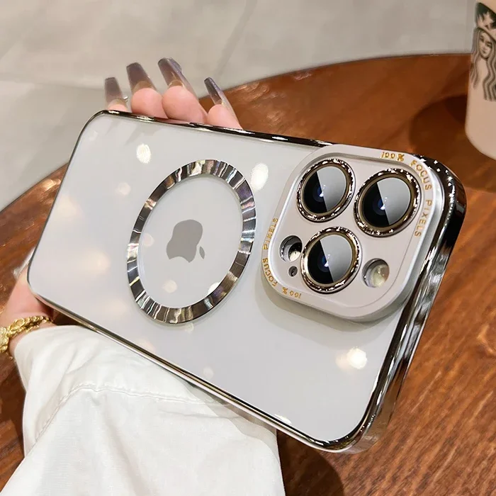 Magsafe Acrylic Magnetic Case with Titanium Alloy Lens Protection - Durable Hard Cover