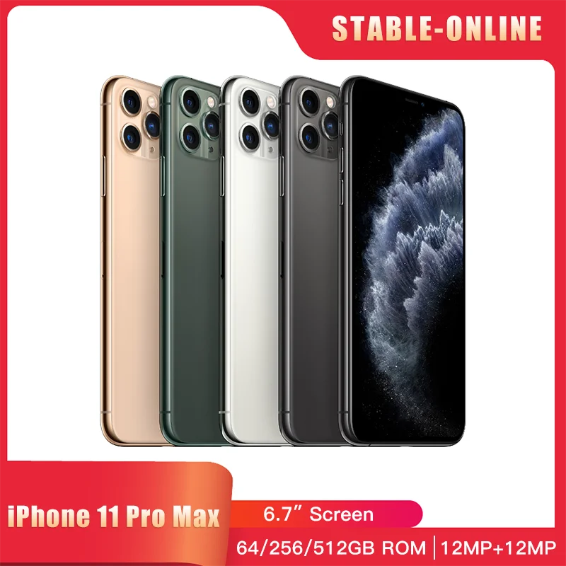 Apple iPhone 11 Pro Max 64GB 256GB ROM Unlocked Smartphone A13 Bionic Chip 6.5" 12MP Face ID 11 promax Cell Mobile phone