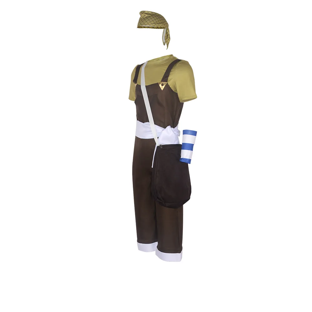 Costume Cosplay Usopp, Parrucca Marrone, Tuta, Maglietta, Sciarpa, Set Completo per Adulti, Abito per Carnevale e Halloween - immagine 3