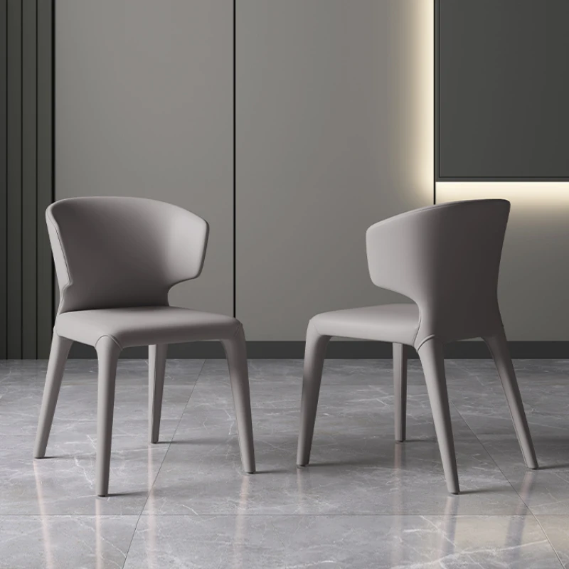 

Italian Light Luxury High-end Dining Chair Home Minimalist Modern Casual Designer Restaurant Backrest Leather Furniture