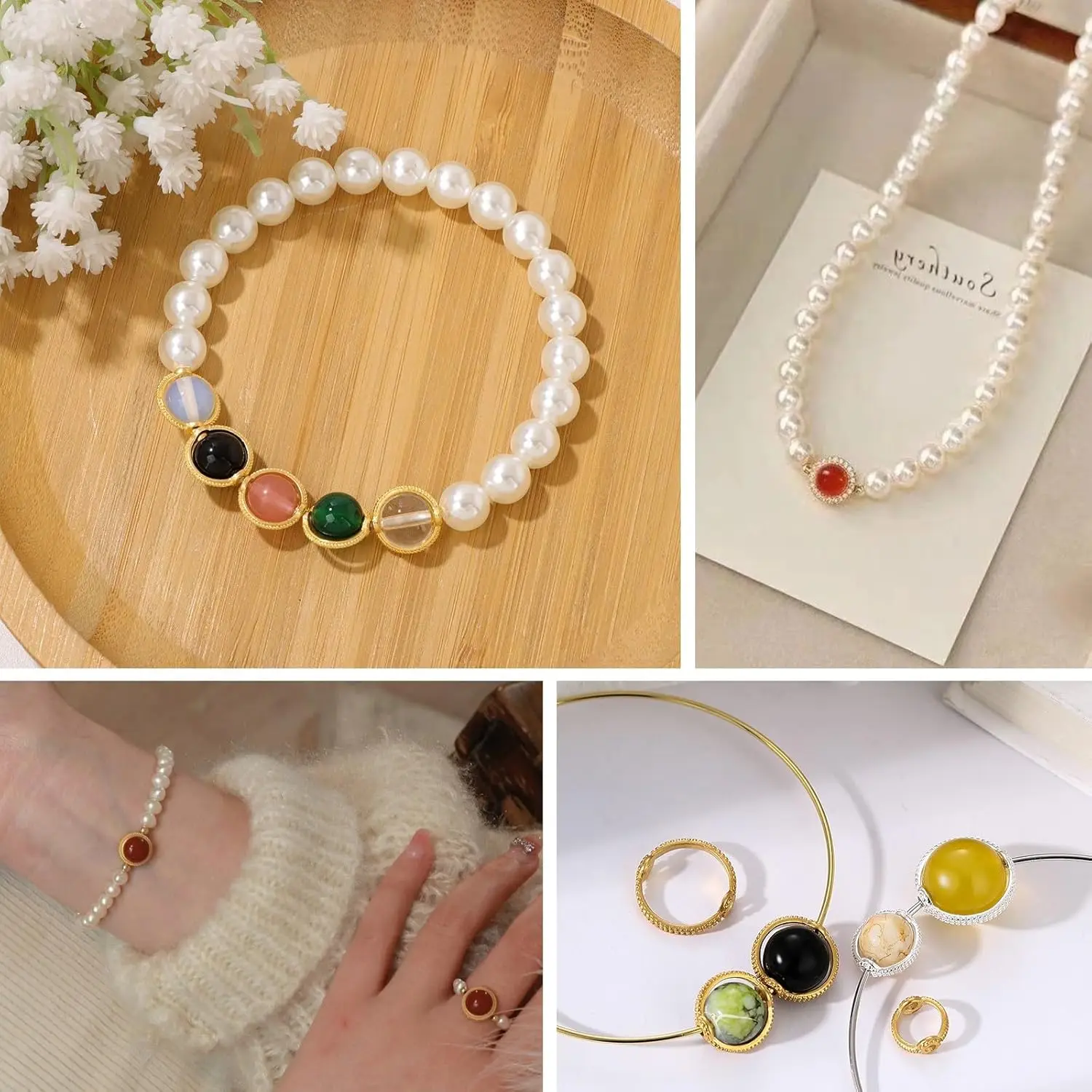 10 Stück PVD Edelstahl Kreis Rahmen Spacer Perle Runder Verbindungsring für DIY Perlen Ohrring Armband Halskette Herstellung von Schmuck – Detail 5