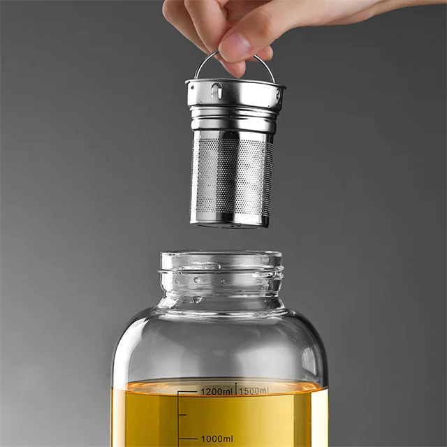 Large Capacity 800ml-2000ml Glass Water Bottles With Tea Strainer Travel Portable Tea Infuser Bottle For Sport Camping Drinkware 3