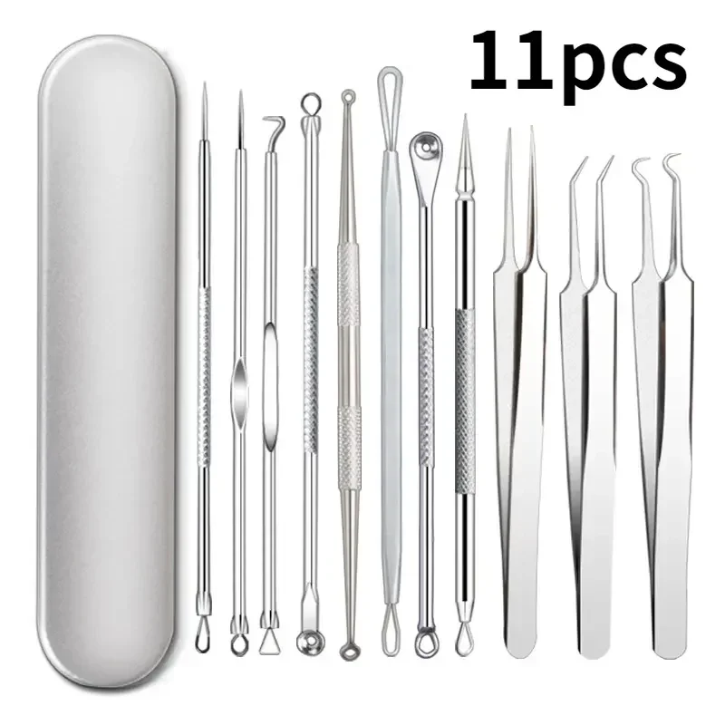 11Pcs Ingrown Hair Tweezers Acne Blackhead Removal Needles
