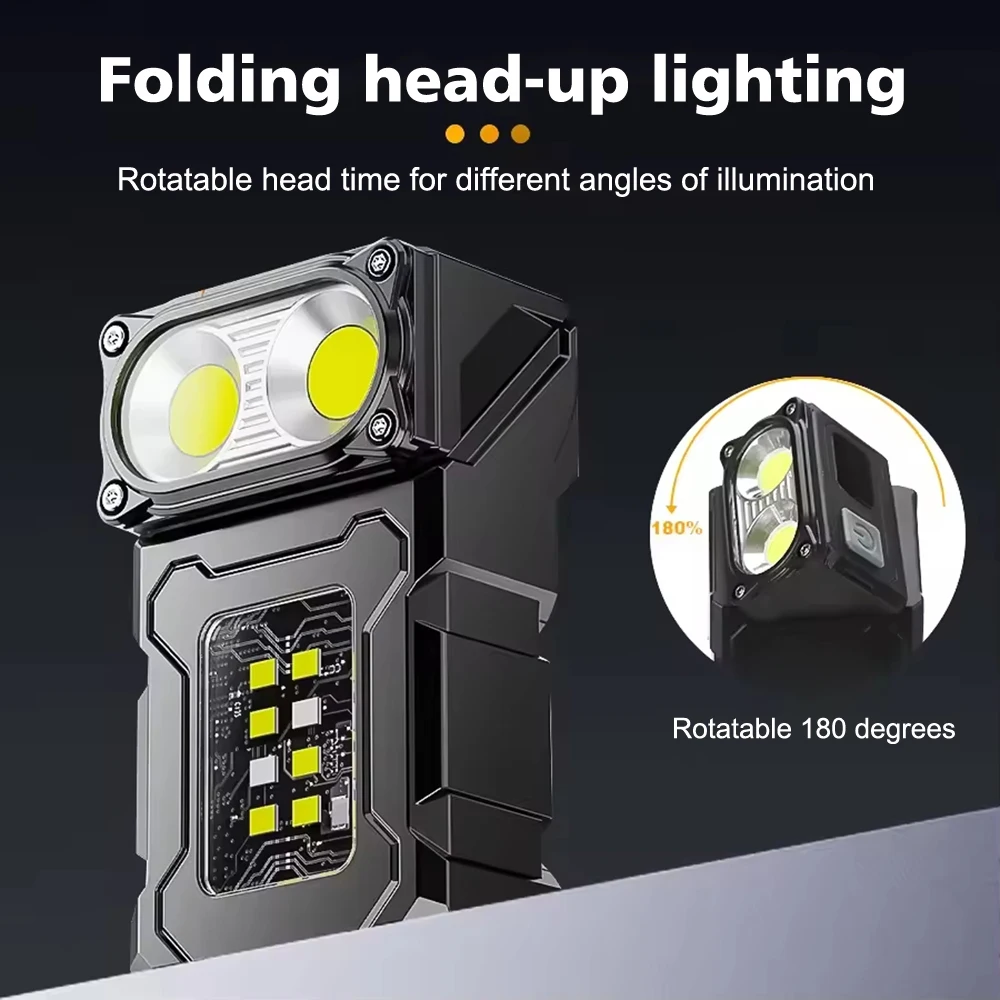 Multifunctional COB flashlight LED outdoor torch mini portable camping warning lamp IPX4 waterproof flashlight