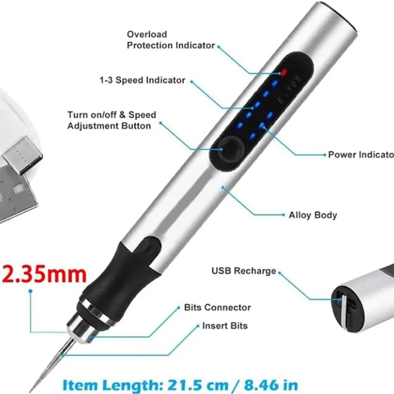 WCS-Engraving Pen, Engraving Pen For Metal, Wood, Glass And Plastic, Professional Engraving Pen Kit Tool