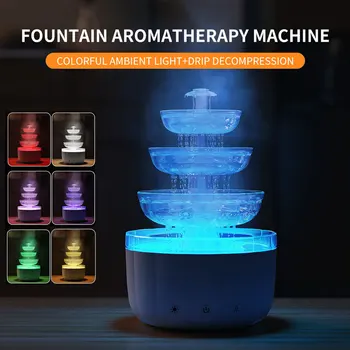 Hogar 2025 Creative Fountain Humidifier 7-Color Device Atmosphere Light Raindrop Oil Diffuser Aromatherapy Machine Air Humidifie 1