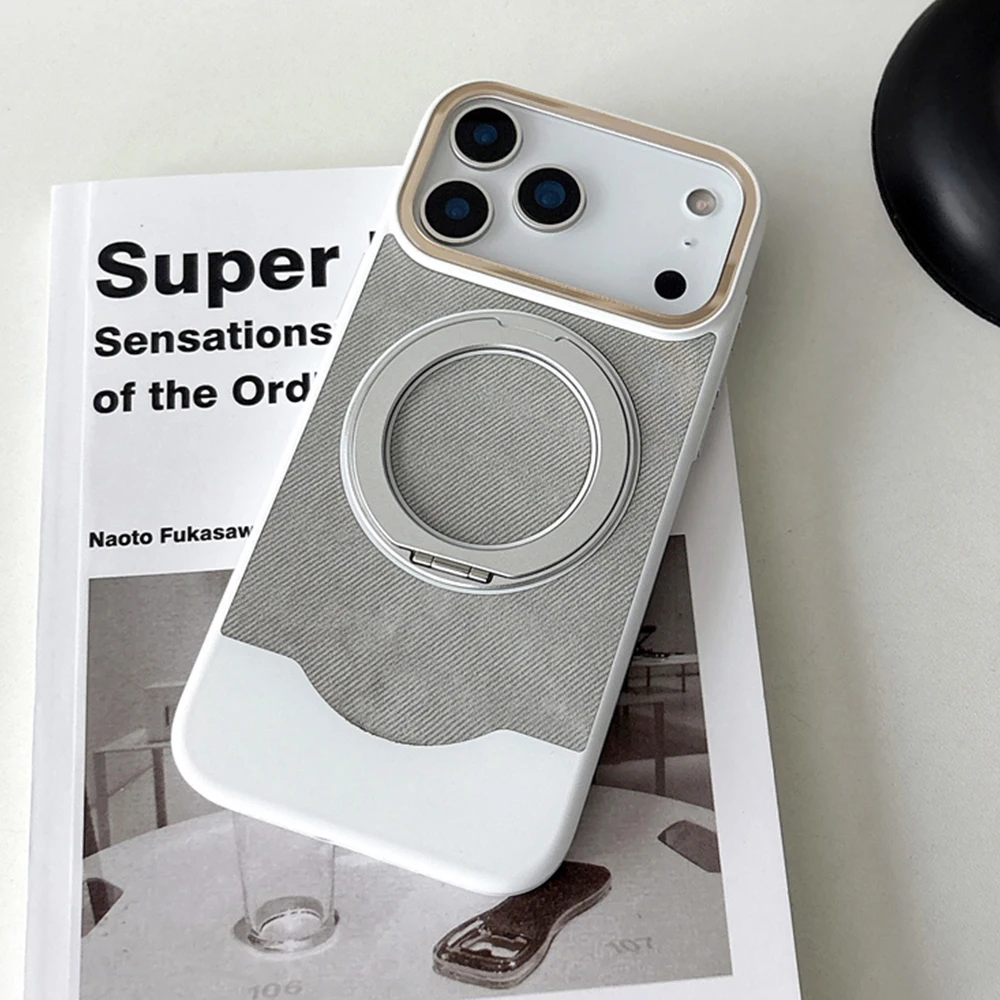 Sleek Aluminum Alloy Stand Magnetic Phone Case with Shockproof Splicing Design