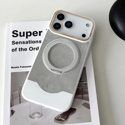 Sleek Aluminum Alloy Stand Magnetic Phone Case with Shockproof Splicing Design - iPhone 15 (White)