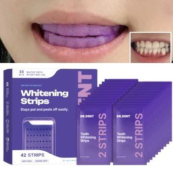 42 Strips Purple Gel Teeth Whitening Strips - 30 Min Fast Brightening, Remove Stains, Freshen Breath, Safe for Sensitive Teeth