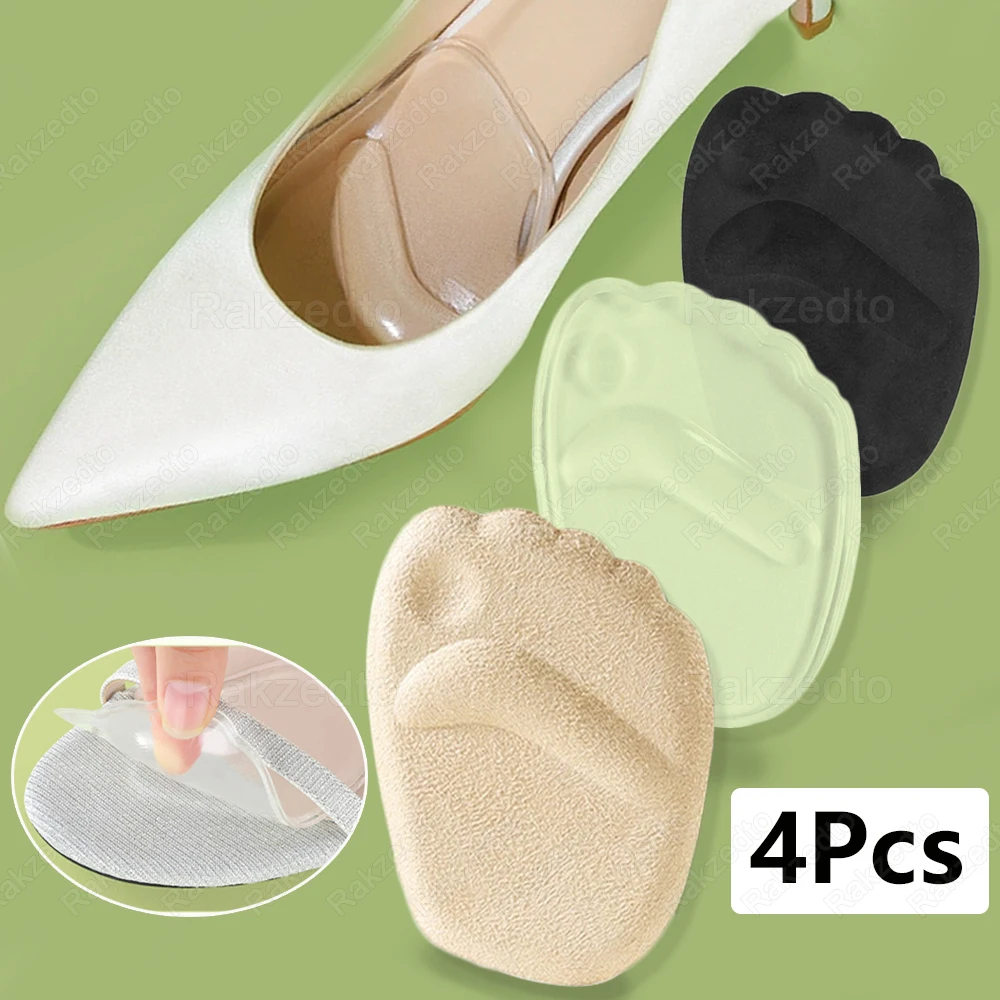 4Pcs Silicone Metatarsal Foot Pads for Woman Shoes Non-Slip Sole High Heels Pain Relief Insoles for Walking Gel Forefoot Pads