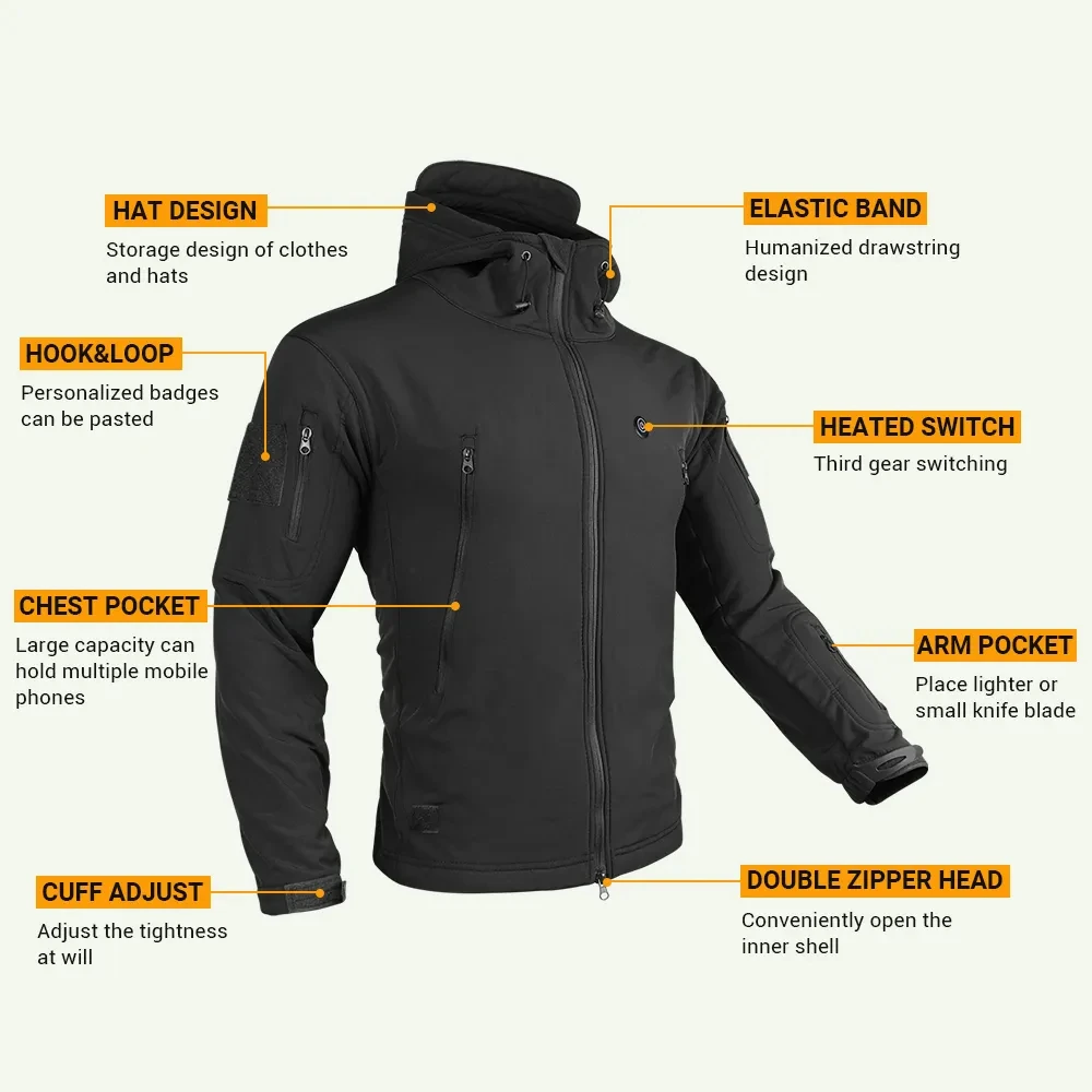 Heated Motorcycle Jacket USB Electric Heating Hooded Camping Skiing Winter Warm Clothes