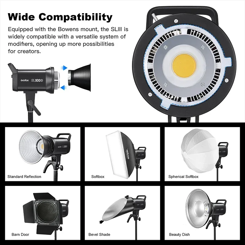 Godox SL100Bi LED Video Light 2800k-6500k Bi-color Version LCD Panel Photogranphy Continuous Output Bowens Mount Studio Light 2